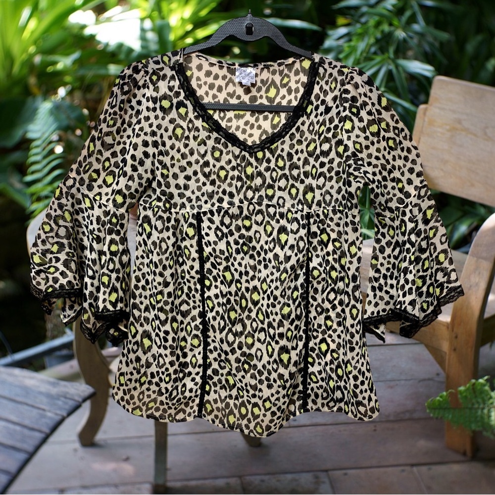 D-Signed Animal Print Babydoll Top